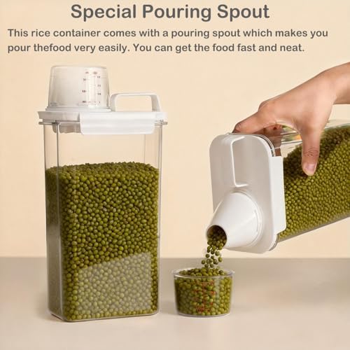 Rice Storage Container, 3-5 Lbs Tcereal Storage Container, White