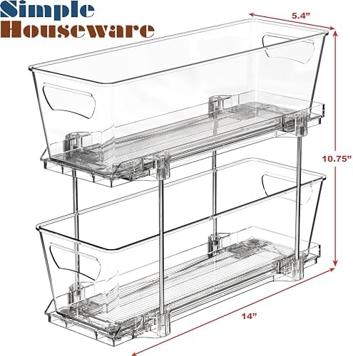 Simple Houseware 2 Tier Narrow Drawer Cabinet Pull-Out Organizer