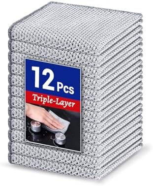 Wangjinpeng 12PK Steel Wire Dishcloths, 9.84 x 9.84 in