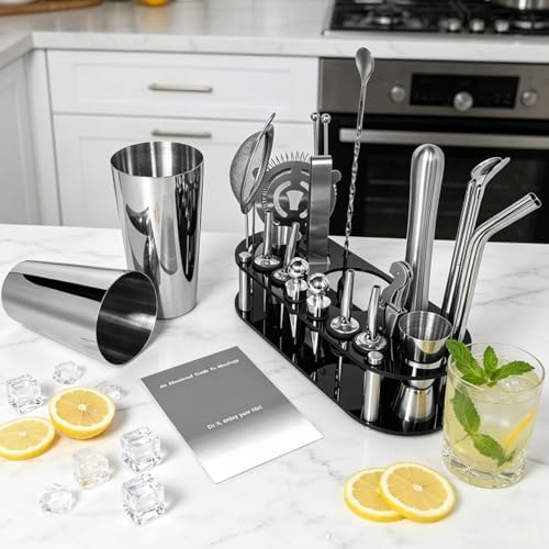 22-Piece Cocktail Shaker Set, 25/20oz Bartender Kit, Bartending