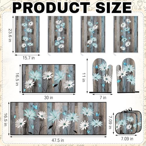 10 Pack Kitchen Decor and Accessories Set, Floral Rustic