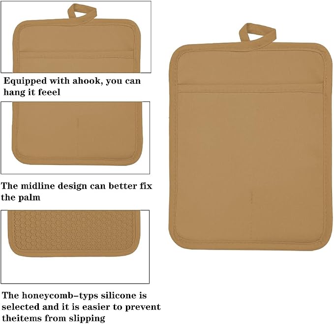 Oven Pot Holder with Pocket Cotton Heat Resistant Coaster Potholder Kitchen Hot - Image 3