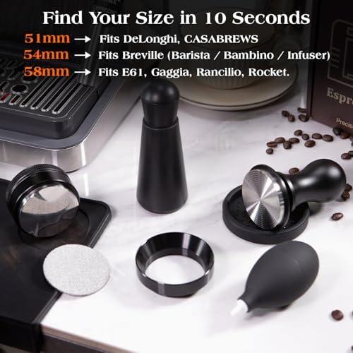 7 PCS Espresso Accessories Kit: 53.3mm Espresso Tamper, Coffee