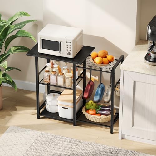 HOOBRO Bakers Rack with Power Outlet, Black