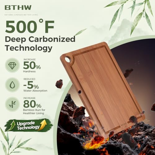 Bamboo Cutting Board 3-Piece,Wood Cutting Board Set for Kitchen