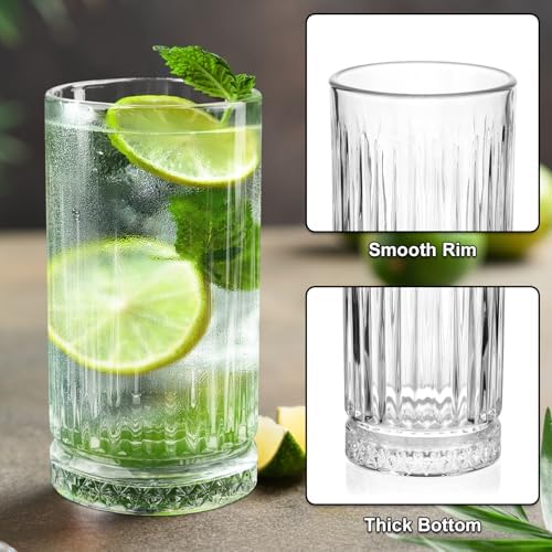 Highball Glasses Set of 4, 16oz Tall Drinking Glasses, Lead-free