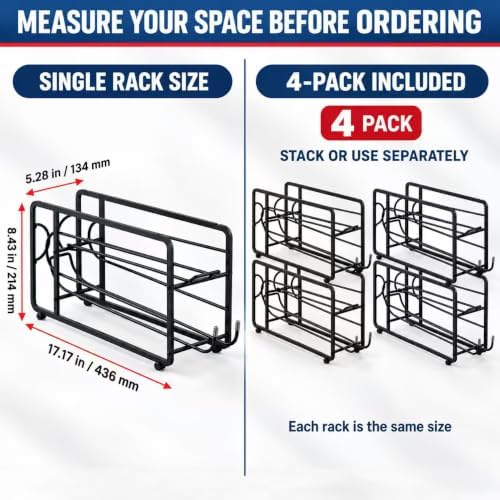 4-Pack Stackable Soda Can Organizer for Fridge,Auto-Rolling Drink