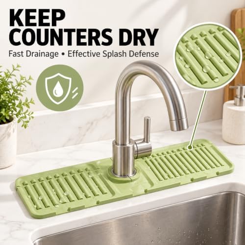 Silicone Faucet Mat for Kitchen Sink, Kitchen Sink Splash Guard (Gray)