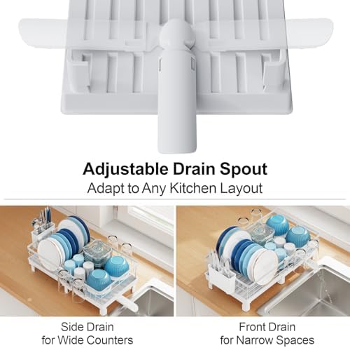 GSlife Expandable Dish Drying Rack, White