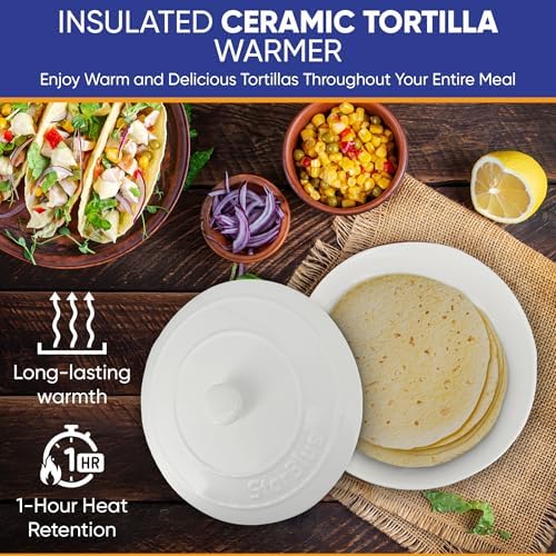 10 Inches Ceramic Tortilla Warmer by StarBlue with Free Recipes ebook