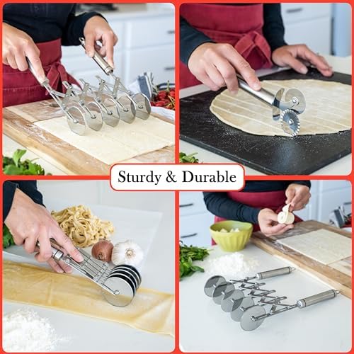 Oleex ‘All-Dough’ Pastry Cutter Set. 5 Wheel Dough Cutter and Dual