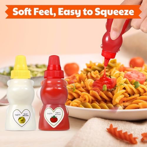 4 Pcs Mini Condiment Squeeze Bottles for Lunch Accessories, Mini