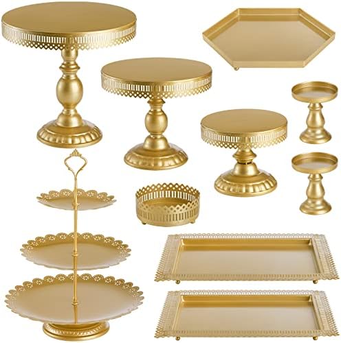 Hedume Set of 10 Cake Stand, Metal Cupcake Stand Set with Multiple