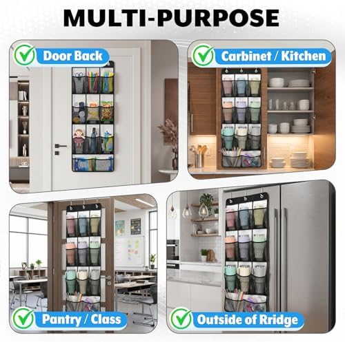 Water Bottle Organizer, 9+2 Pockets, Over Door Tumbler Holder