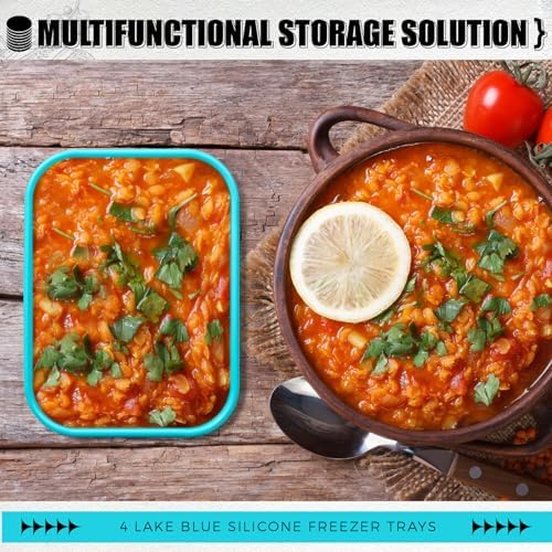 Nuogo 4 Pcs 6 Cup Silicone Freezer Trays with Lid Soup Containers