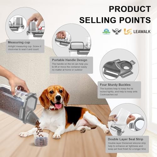 3-5Lbs Small Dog Cat Food Storage Container With Foldable Bowl-Clear
