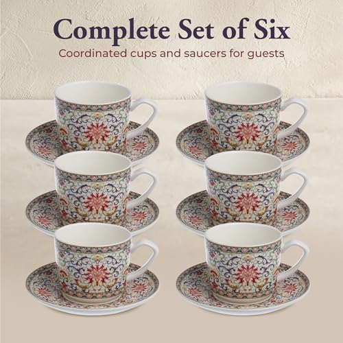 Zagara Home Arjin Porcelain Coffee Cup Set of 6, Espresso Cups and