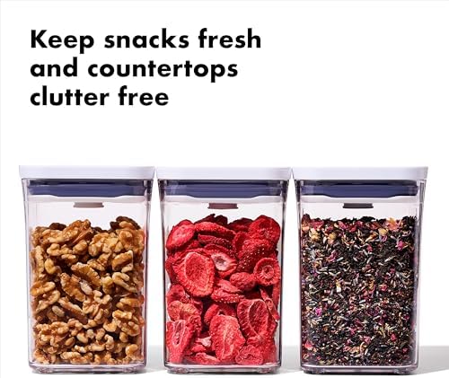 OXO Good Grips POP Small Square Airtight Food Storage Containers, 3-Piece