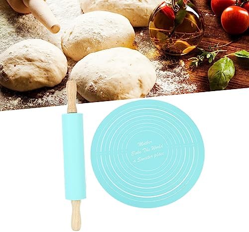 Rolling Pin Pastry Mat Set, Large Silicone Rolling Pin Kneading Pad