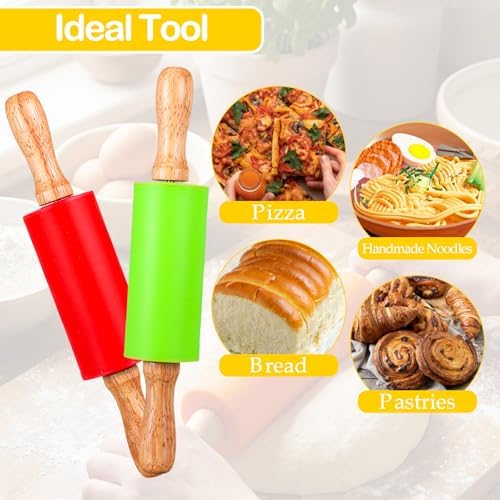 10Pcs 9 Inch Mini Rolling Pins, Non-Stick Silicone Rolling Pins with