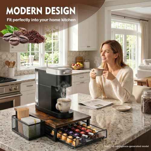 Coffee Pod Holder for Counter,Coffee Station Organizer with Sliding Basket