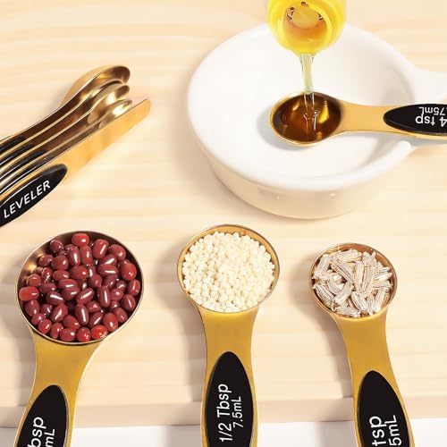 13pcs Gold Stainless Steel Measuring Cups and Spoons Set, Including 8