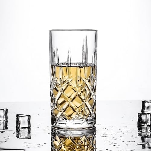 Highball Glasses Collins Tall Beverage Set of 6, 14 Ounce Cups