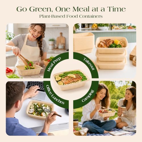Glotoch 50 Pack (100-Piece) 32oz Meal Prep Containers with Lids