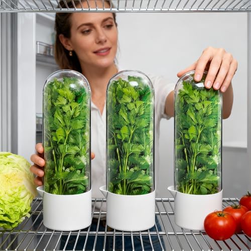 2 Pack Herb Keeper for Refrigerator, Clear BPA-Free