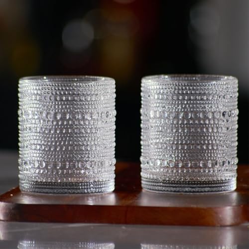 LEMONSODA Hobnail Drinking Glasses, Vintage Clear Lowball Glass Cups