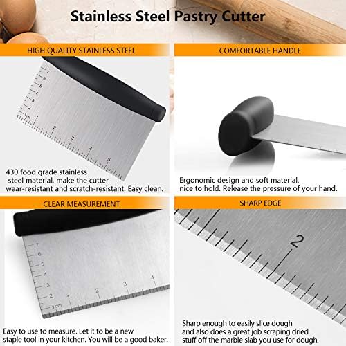 Dough Blender - Stainless Steel Pastry Cutter Set, Blender + Scraper +