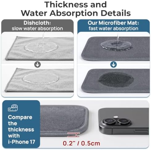PoYang 2 Pack Faucet Mat for Kitchen Sink Splash Guard, Short 17.7x4.7