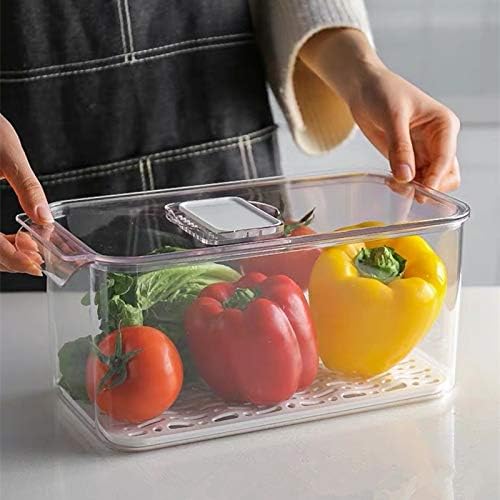 SANNO Vegetable Fruit Containers, Vented Fridge Organizer Bins