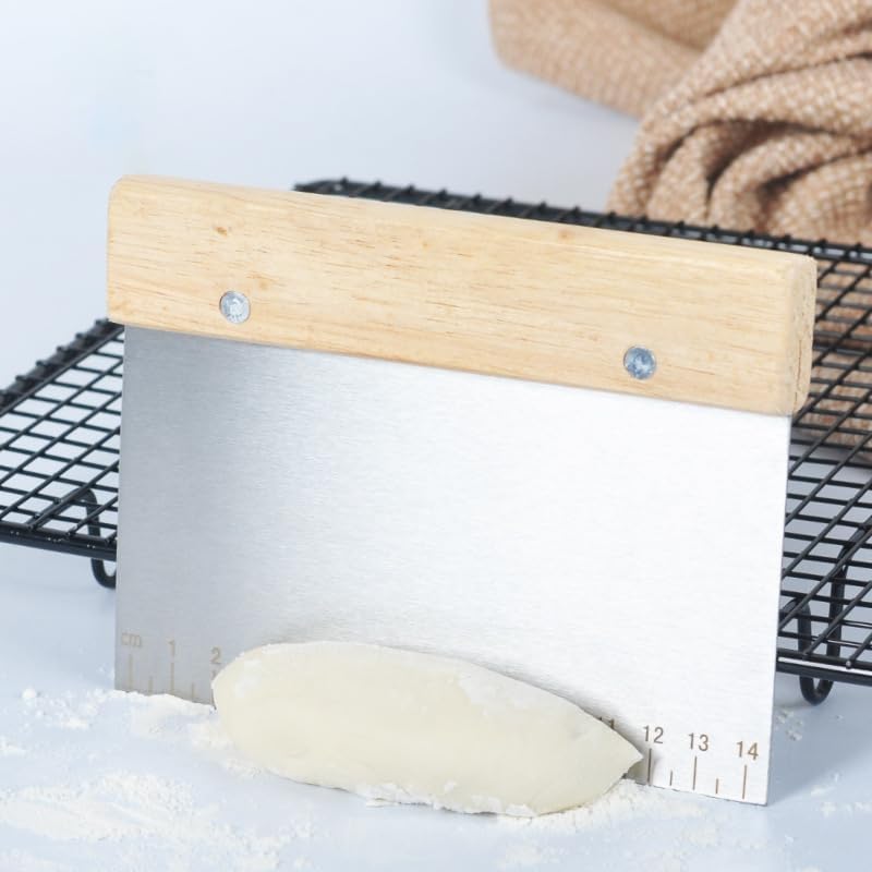 Dough Cutter for Bread and Pizza Dough - Stainless Steel Metal Griddle