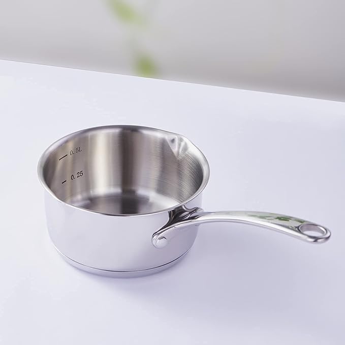 DEAYOU 18/10 Stainless Steel Butter Warmer Measuring Pan, 0.5-Quart Milk Warmer - Image 9