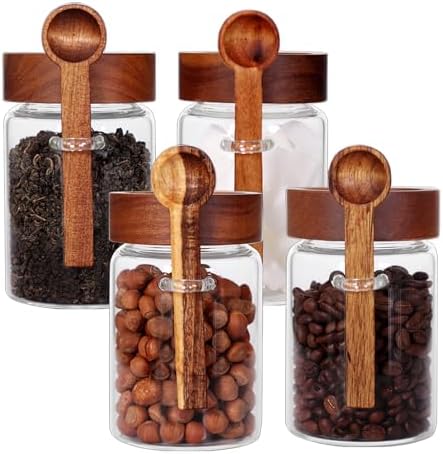 SAIOOL Loose Leaf Tea Storage Canister Set, 4 Pieces, 16 OZ