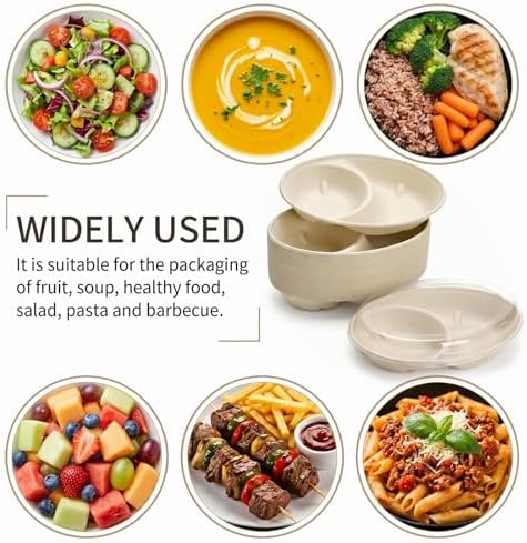 Yesland 50 Pack Compostable Food Containers with Lids, 28oz Bagasse