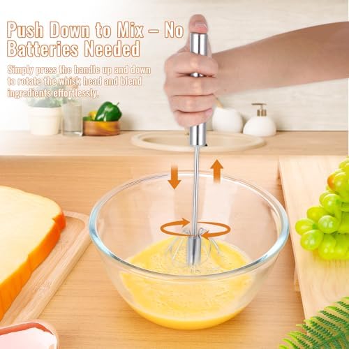 Semi Automatic Whisk, Stainless Steel Whisk, Egg Beater, Hand Push