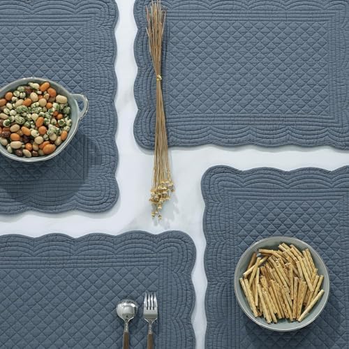 HOMBYS Quilted Placemats Set of 8 Washable-Rectangular Placemats for