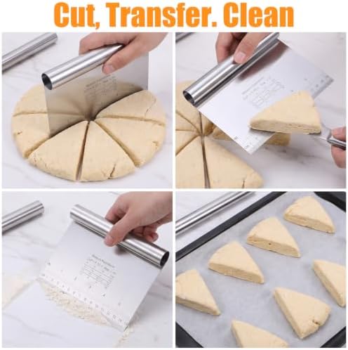 4Pcs Dough Cutter Set, Stainless Steel 12/10/8/6" Bench Scraper