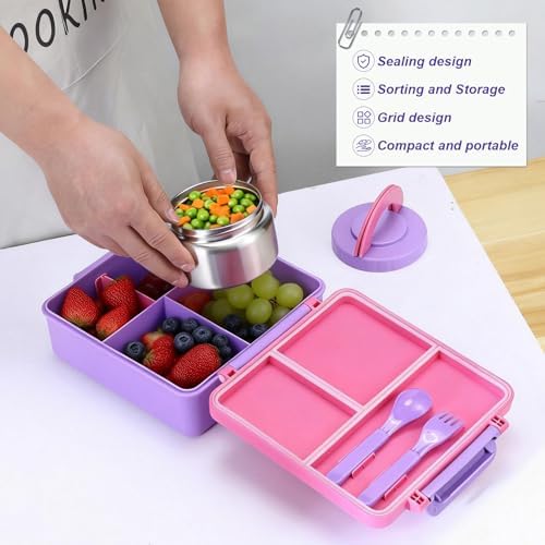 Bento Lunch Box with Insulated Stainless Steel Food Jar, 1650ML