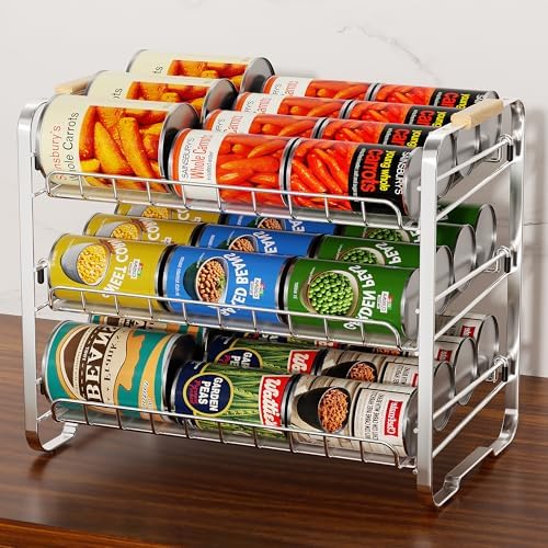 MAXIFFE 3 Tier Can Organizer for Pantry, Space-Saving Adjustable Easy