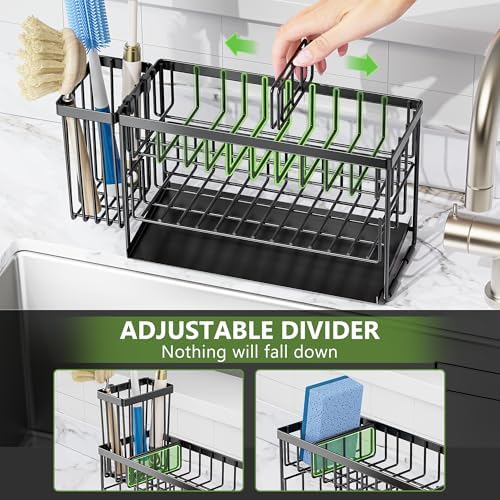 Cisily 2-Tier Kitchen Sink Caddy Rack, Dish Brush Holder