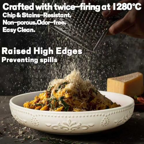 Artena Pasta Bowls, 50oz Large Salad Serving Bowls, 9.75'' Plates Bowl