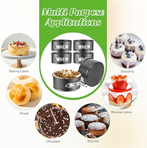 4-Inch Mini Springform Pan Set - 6Piece Small Nonstick Cheesecake Pan