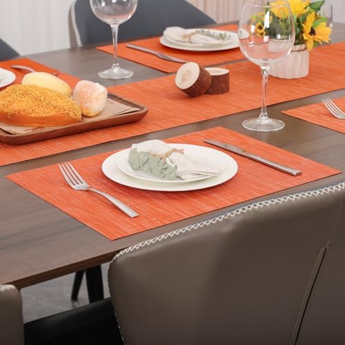 Myir JUN Orange Placemats Set of 8 for Dining Table Thanksgiving