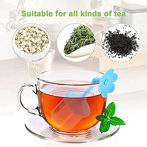 4 Pack Silicone Tea Strainers for Tea Leaves, Flower, 4 Colors