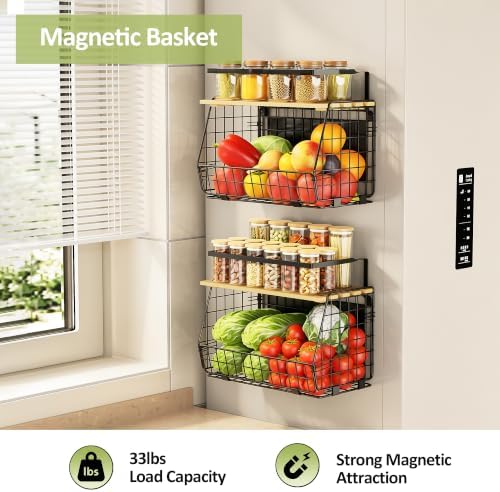2 Pack Magnetic Shelf for Fridge, Fruit Potato Onion Storage Bins
