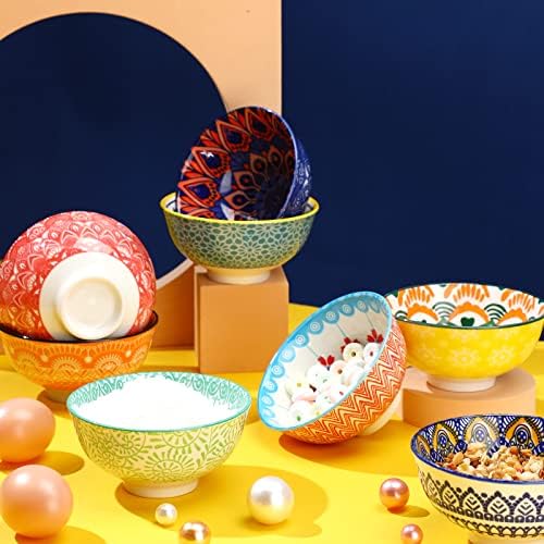 Censen 8 Pcs Colorful Ceramic Bowl Set, 10 Oz, 4.75" Cereal Bowls