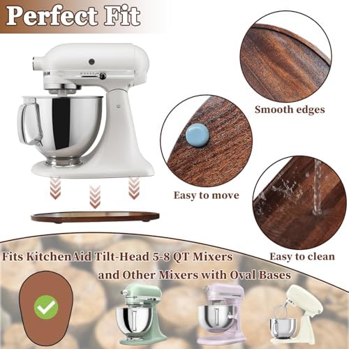 Walnut Wood Mixer Slider Mat for KitchenAid 5-8 Qt Mixer